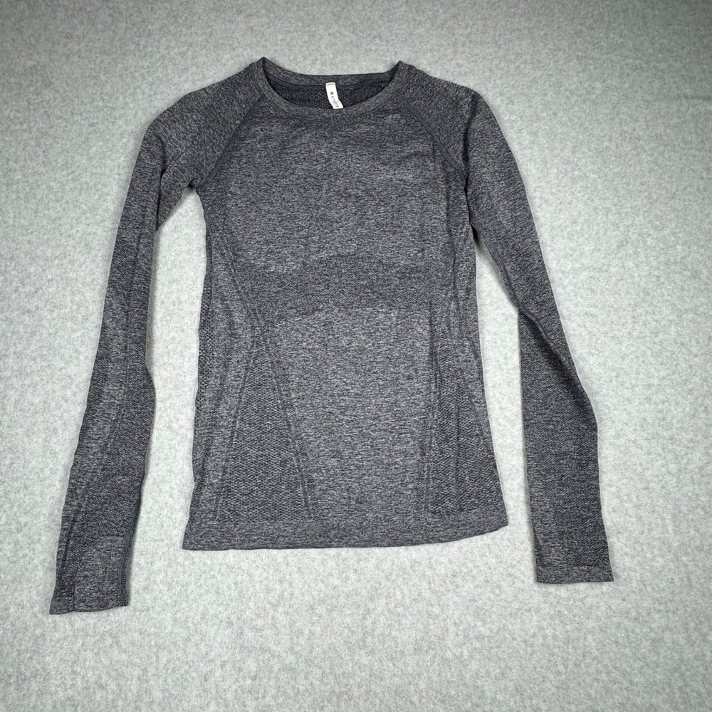 Athleta Momentum Long Sleeve Top Gray Heather Seamless Thumbhole Shirt XS